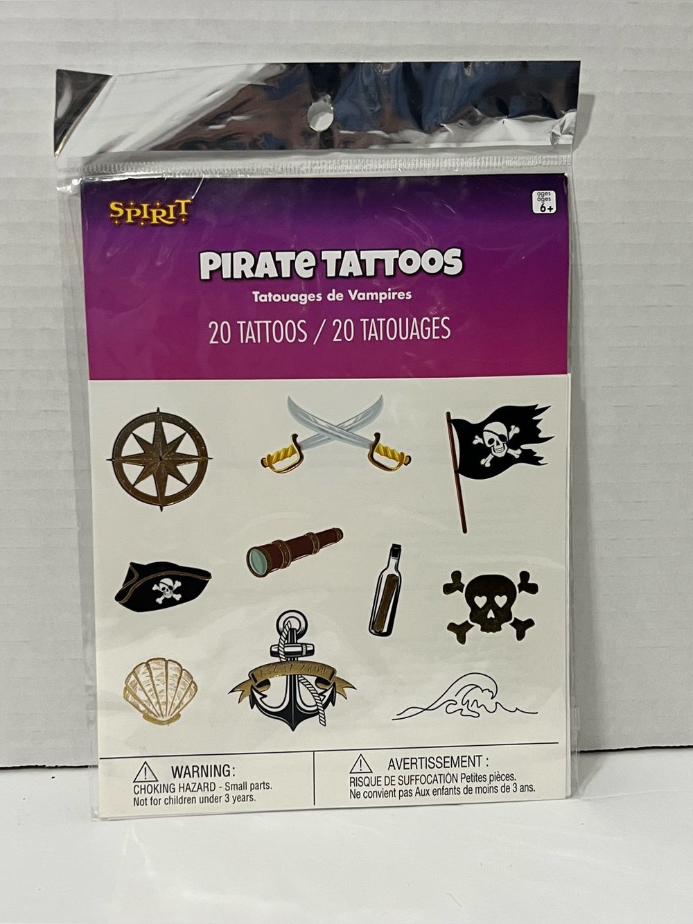 Spirit Halloween pirate themed temp tattoo 20 Tattoos